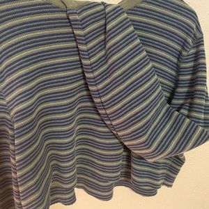 Green and blue striped vintage crop top
